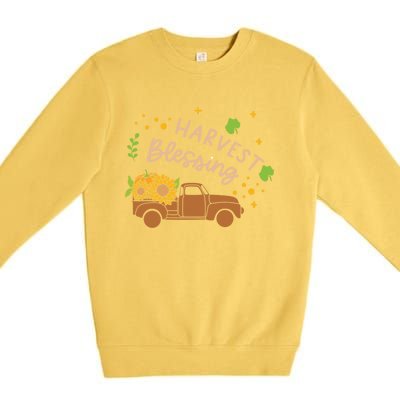 Thanksgiving Family Motif Gift Harvest Blessing Gift Premium Crewneck Sweatshirt