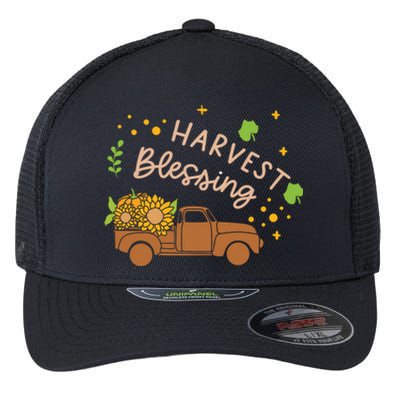 Thanksgiving Family Motif Gift Harvest Blessing Gift Flexfit Unipanel Trucker Cap