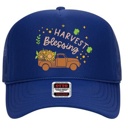 Thanksgiving Family Motif Gift Harvest Blessing Gift High Crown Mesh Back Trucker Hat