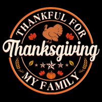 Thankful For My Family Thanksgiving Emblem Drawstring Bag