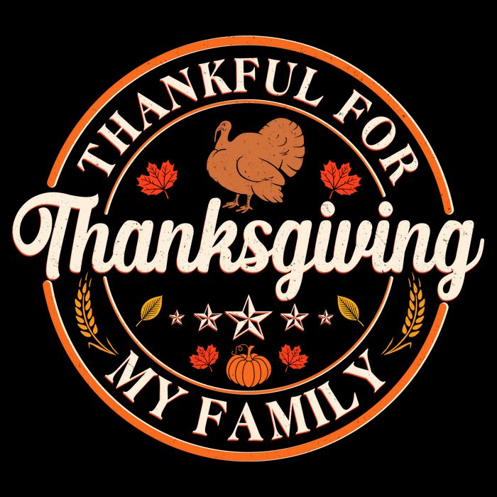 Thankful For My Family Thanksgiving Emblem 16 in Basic Backpack