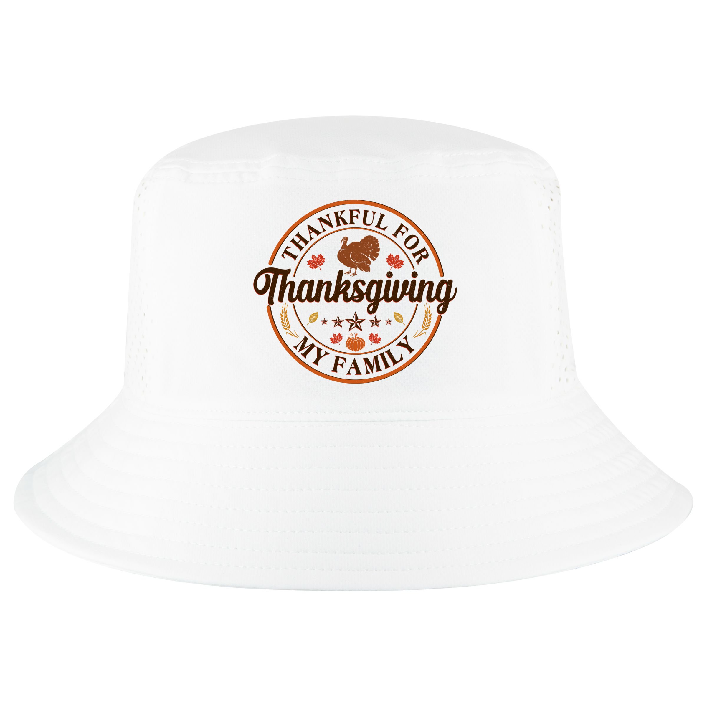 Thankful For My Family Thanksgiving Emblem Cool Comfort Performance Bucket Hat