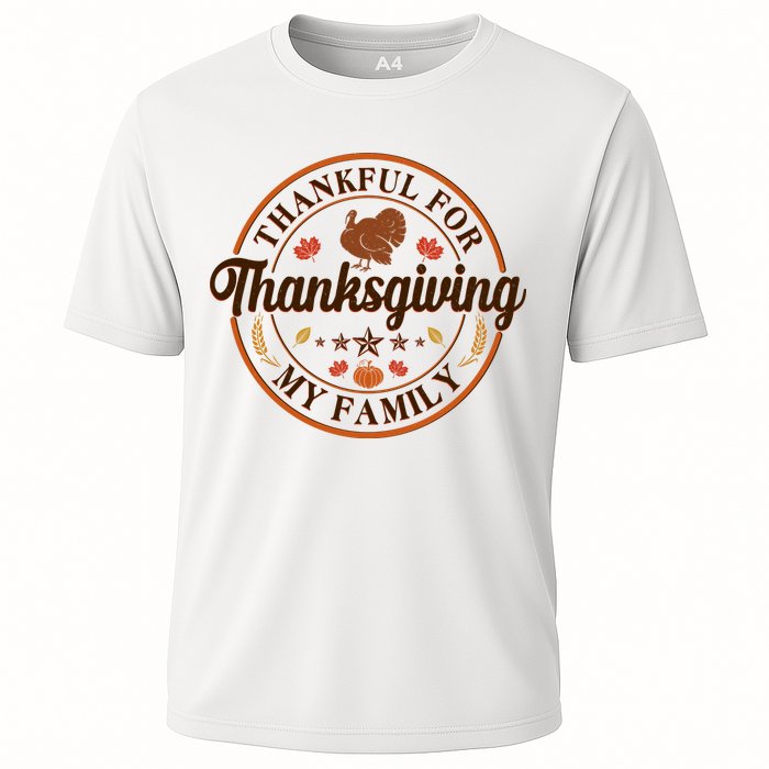 Thankful For My Family Thanksgiving Emblem Cooling Performance Crew T-Shirt