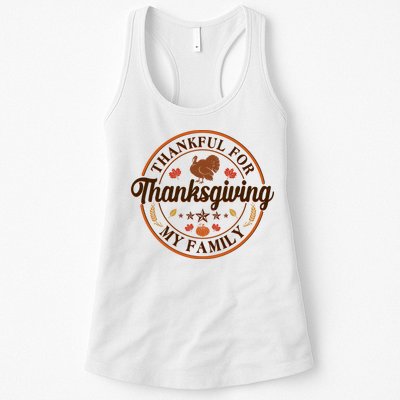 Thankful For My Family Thanksgiving Emblem Womens Tank Top