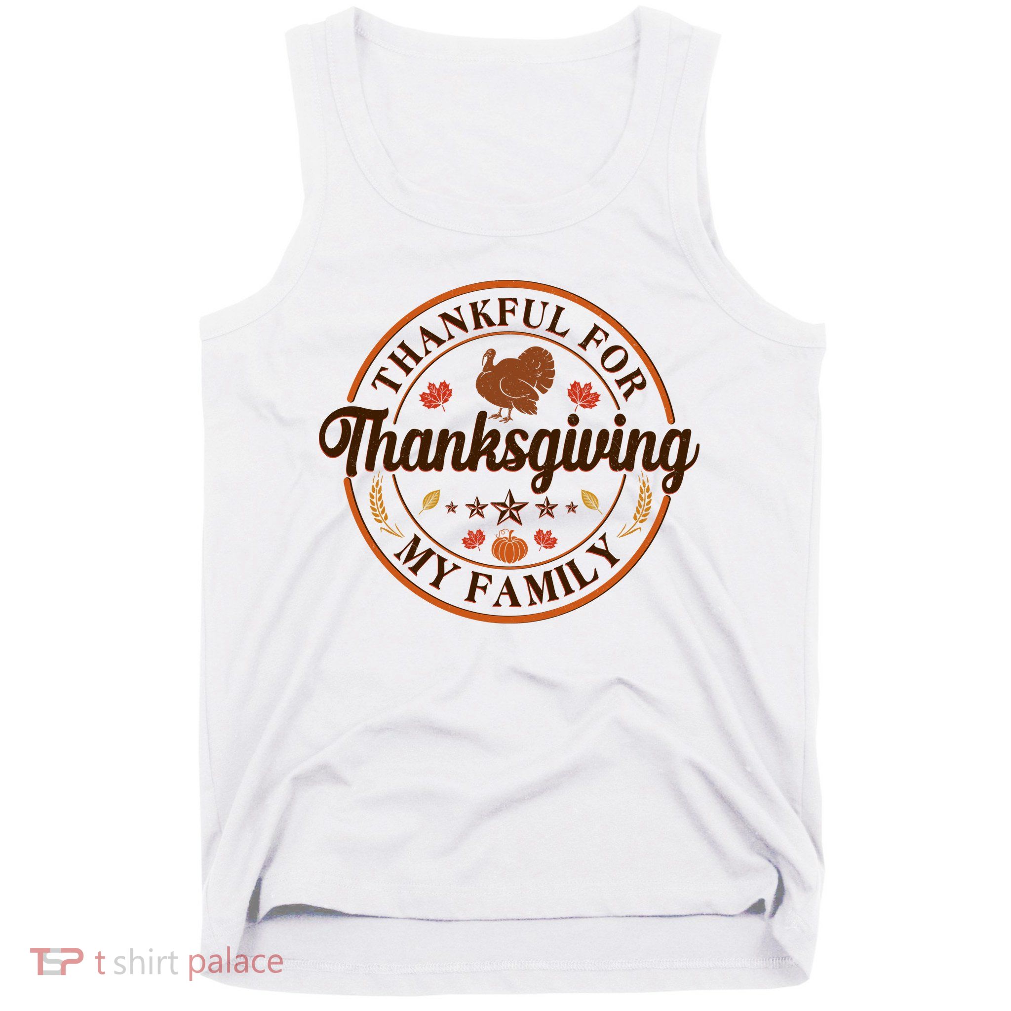Thankful For My Family Thanksgiving Emblem Tank Top