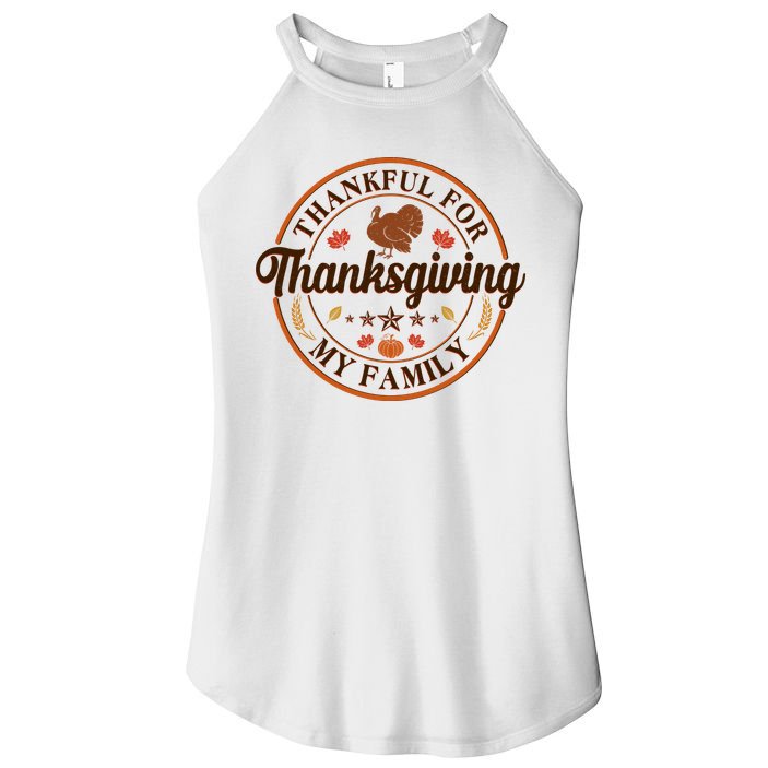 Thankful For My Family Thanksgiving Emblem Women's Perfect Tri Rocker Tank