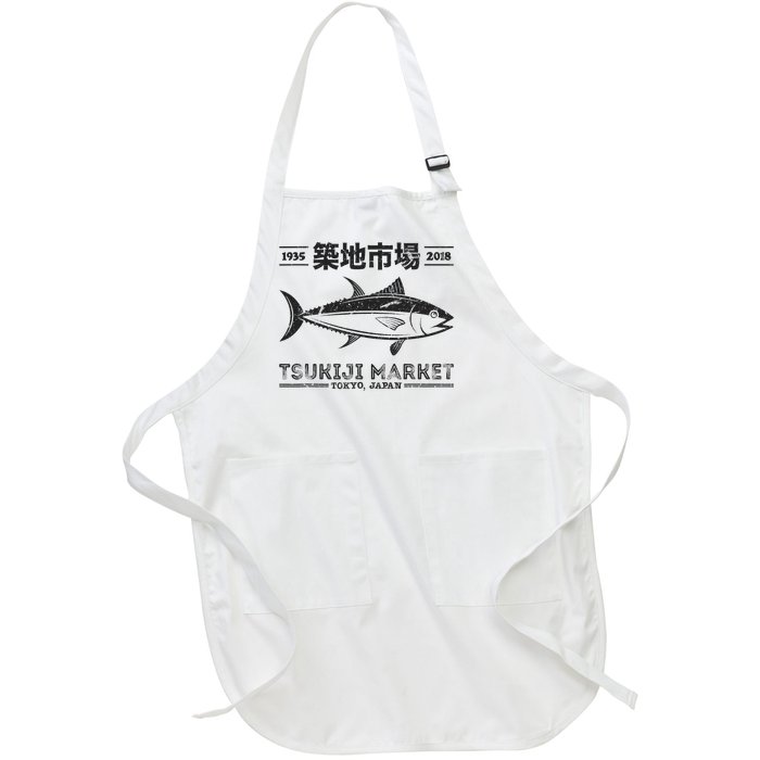 Tsukiji Fish Market Tuna Streetwear Tokyo Anime Full-Length Apron With Pockets