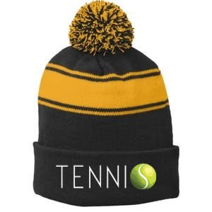 Tennis For Men Women Cool Text Tennis Ball Stripe Pom Pom Beanie