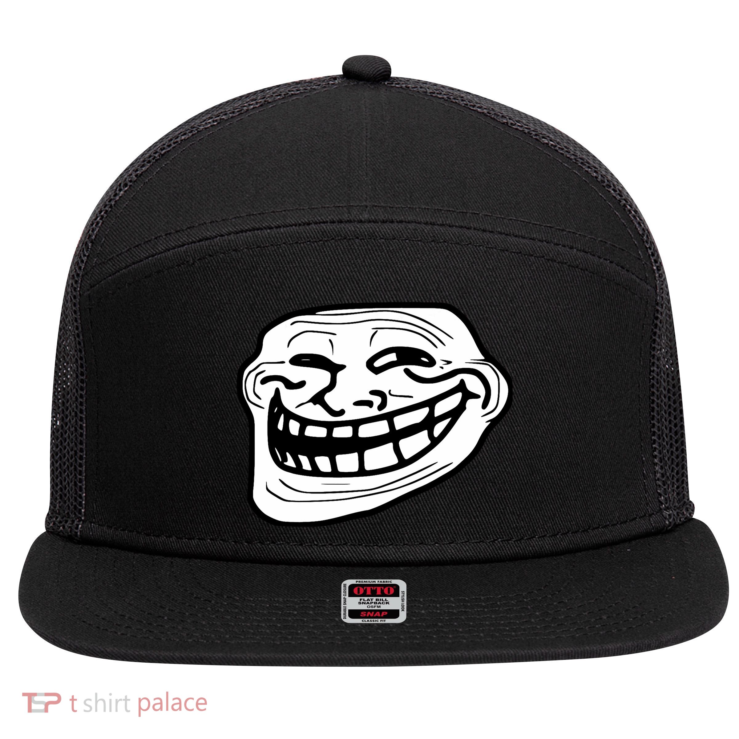 Troll Face Meme Funny Dank Meme Troll Face 7 Panel Mesh Trucker Snapback Hat