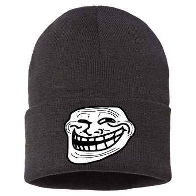 Troll Face Meme Funny Dank Meme Troll Face Sustainable Knit Beanie