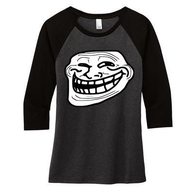 Troll Face Meme Funny Dank Meme Troll Face Women's Tri-Blend 3/4-Sleeve Raglan Shirt
