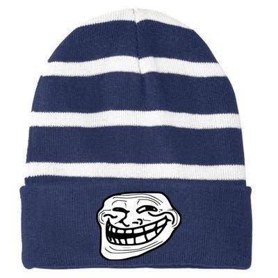 Troll Face Meme Funny Dank Meme Troll Face Striped Beanie with Solid Band