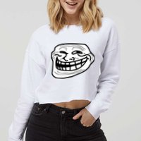 Troll Face Meme Funny Dank Meme Troll Face Cropped Pullover Crew