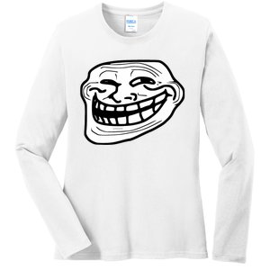 Troll Face Meme Funny Dank Meme Troll Face Ladies Long Sleeve Shirt