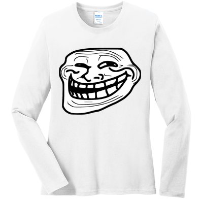 Troll Face Meme Funny Dank Meme Troll Face Ladies Long Sleeve Shirt
