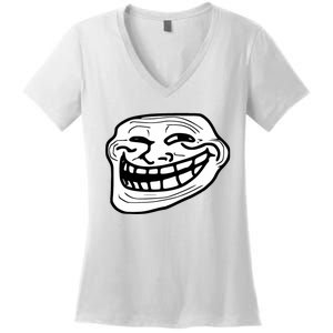 Troll Face Meme Funny Dank Meme Troll Face Women's V-Neck T-Shirt