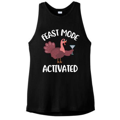 Thanksgiving Feast Mode Cool Gift Trot Turkey Martini Gift Ladies PosiCharge Tri-Blend Wicking Tank