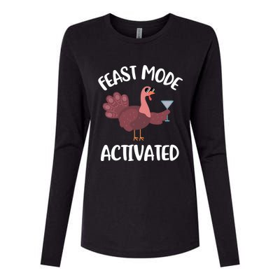 Thanksgiving Feast Mode Cool Gift Trot Turkey Martini Gift Womens Cotton Relaxed Long Sleeve T-Shirt