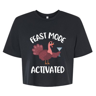 Thanksgiving Feast Mode Cool Gift Trot Turkey Martini Gift Bella+Canvas Jersey Crop Tee