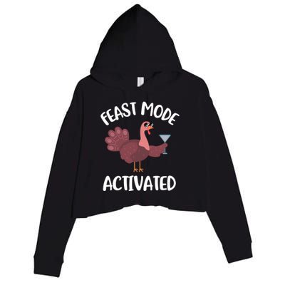 Thanksgiving Feast Mode Cool Gift Trot Turkey Martini Gift Crop Fleece Hoodie