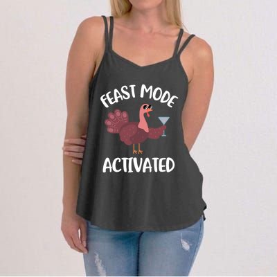 Thanksgiving Feast Mode Cool Gift Trot Turkey Martini Gift Women's Strappy Tank