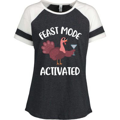 Thanksgiving Feast Mode Cool Gift Trot Turkey Martini Gift Enza Ladies Jersey Colorblock Tee