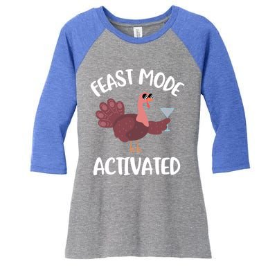 Thanksgiving Feast Mode Cool Gift Trot Turkey Martini Gift Women's Tri-Blend 3/4-Sleeve Raglan Shirt