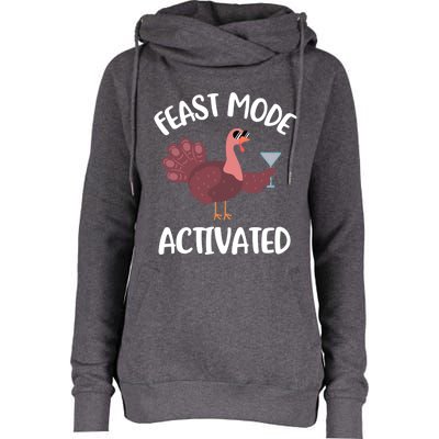 Thanksgiving Feast Mode Cool Gift Trot Turkey Martini Gift Womens Funnel Neck Pullover Hood