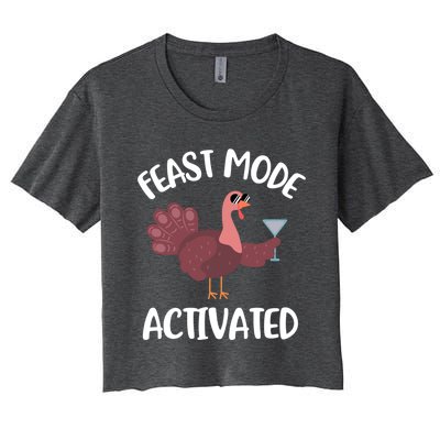 Thanksgiving Feast Mode Cool Gift Trot Turkey Martini Gift Women's Crop Top Tee