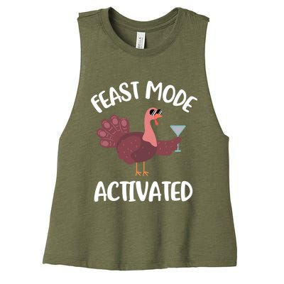 Thanksgiving Feast Mode Cool Gift Trot Turkey Martini Gift Women's Racerback Cropped Tank