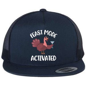 Thanksgiving Feast Mode Cool Gift Trot Turkey Martini Gift Flat Bill Trucker Hat