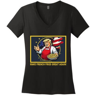Trump Funny Make Fries Great Again Women's V-Neck T-Shirt
