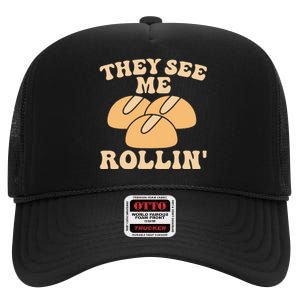 Thanksgiving Family Matching Outfit They See Me Rollin High Crown Mesh Back Trucker Hat