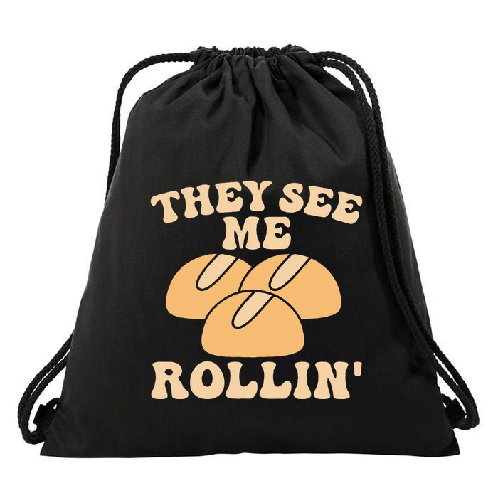 Thanksgiving Family Matching Outfit They See Me Rollin Drawstring Bag