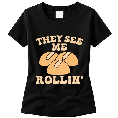 Thanksgiving Family Matching Outfit They See Me Rollin Womens T-Shirt