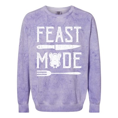 Turkey Feast Mode Gift Retro Vintage Funny Thanksgiving Day Gift Colorblast Crewneck Sweatshirt