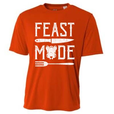 Turkey Feast Mode Gift Retro Vintage Funny Thanksgiving Day Gift Cooling Performance Crew T-Shirt