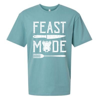 Turkey Feast Mode Gift Retro Vintage Funny Thanksgiving Day Gift Sueded Cloud Jersey T-Shirt