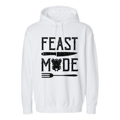 Turkey Feast Mode Gift Retro Vintage Funny Thanksgiving Day Gift Garment-Dyed Fleece Hoodie