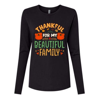 Thankful For My Beautiful Family Fall Thanksgiving Vintage Funny Gift Womens Cotton Relaxed Long Sleeve T-Shirt