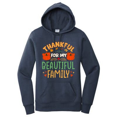 Thankful For My Beautiful Family Fall Thanksgiving Vintage Funny Gift Women's Pullover Hoodie