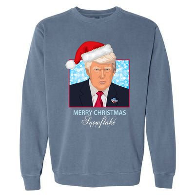 Trump Funny Merry Christmas Snowflake Garment-Dyed Sweatshirt