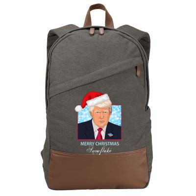 Trump Funny Merry Christmas Snowflake Cotton Canvas Backpack