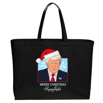 Trump Funny Merry Christmas Snowflake Cotton Canvas Jumbo Tote