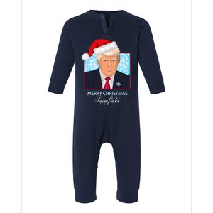 Trump Funny Merry Christmas Snowflake Infant Fleece One Piece