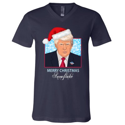 Trump Funny Merry Christmas Snowflake V-Neck T-Shirt