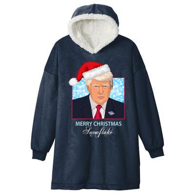 Trump Funny Merry Christmas Snowflake Hooded Wearable Blanket