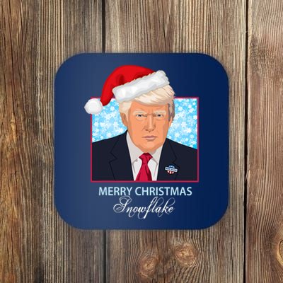 Trump Funny Merry Christmas Snowflake Coaster