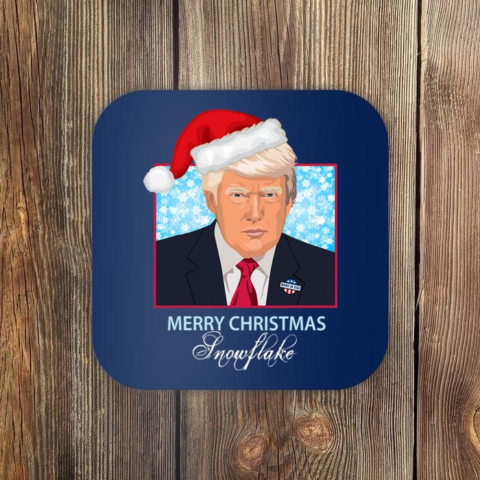 Trump Funny Merry Christmas Snowflake Coaster