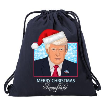 Trump Funny Merry Christmas Snowflake Drawstring Bag